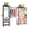Black Carbon Steel 6-Tier Rolling Clothes Rack with Hooks and Rods